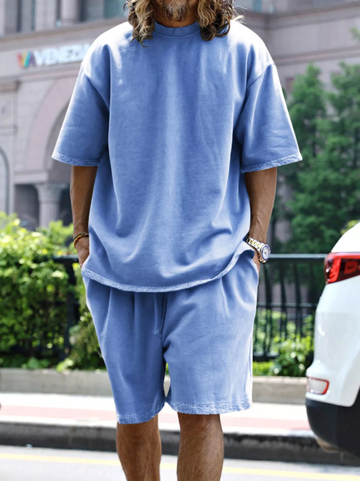Men's Full Size Relaxed Fit T-Shirt & Shorts Set Plus Size - Lilixa.store