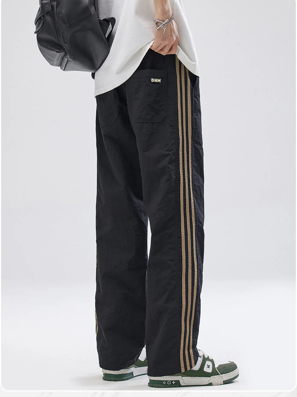 Men's Full Size Drawstring Wide Leg Pants with Side Striped Plus Size, view 4