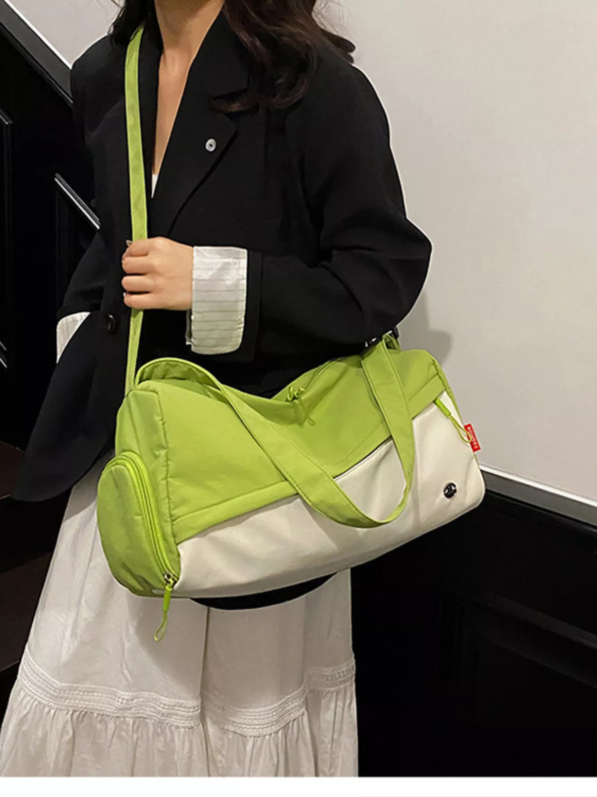 Color Block Travel Bag in Green