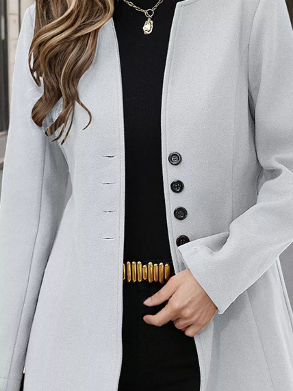 Button Up Long Sleeve Coat - Lilixa.store