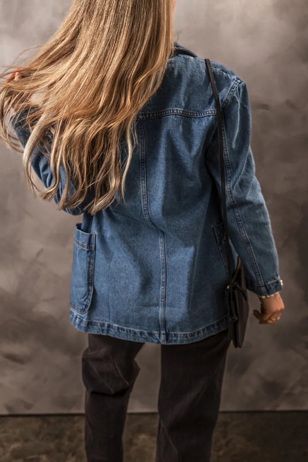 Pocketed Long Sleeve Denim Jacket, view 9