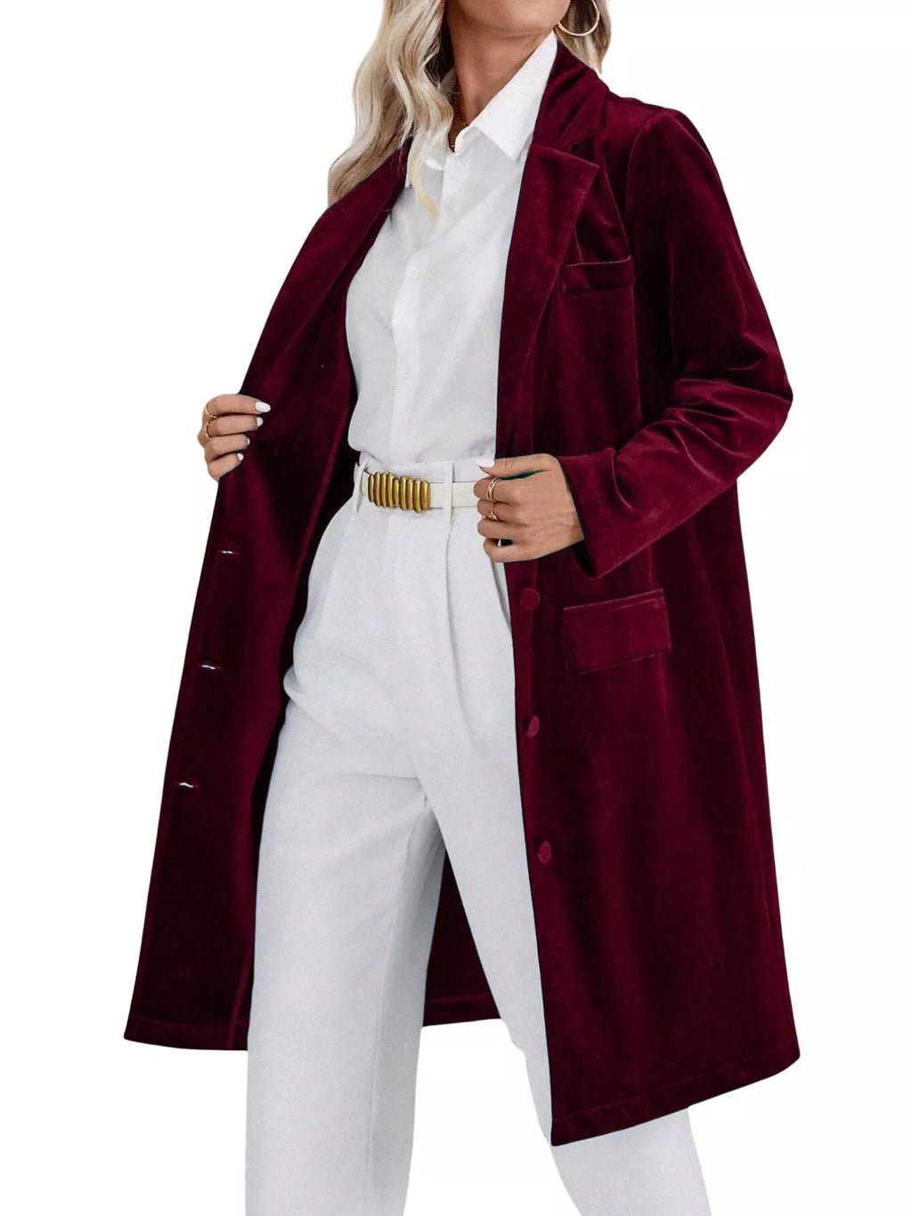 Lapel Collar Long Sleeve Longline Coat - Lilixa.store