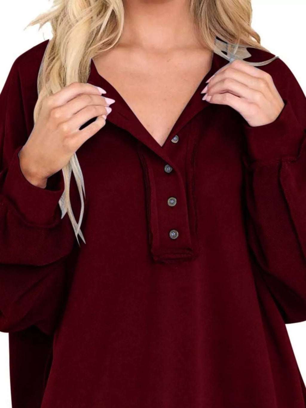 Half Snap Long Sleeve Sweatshirt - Lilixa.store