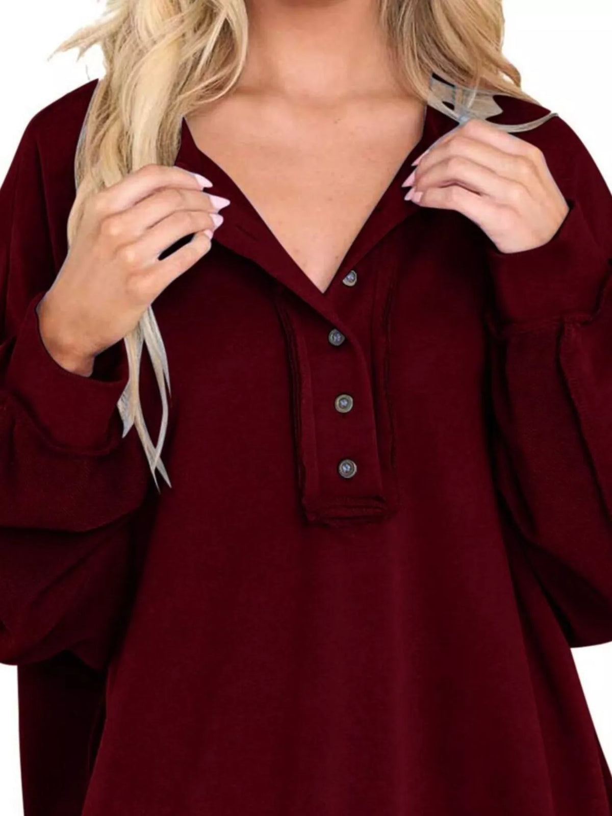 Half Snap Long Sleeve Sweatshirt - Lilixa.store