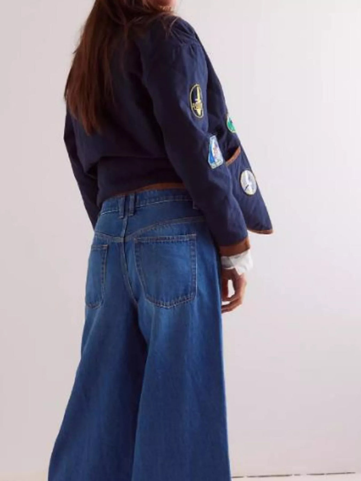 Wide-Leg Side Snap Button Jeans - Lilixa.store