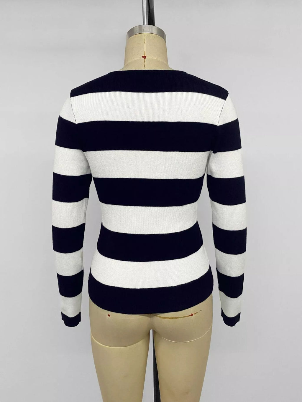 Striped Button-Down Knit Cardigan - Lilixa.store
