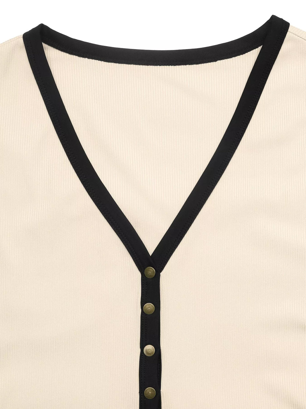 Ribbed V-Neck Long Sleeve Bodysuit with Contrast Trim - Lilixa.store