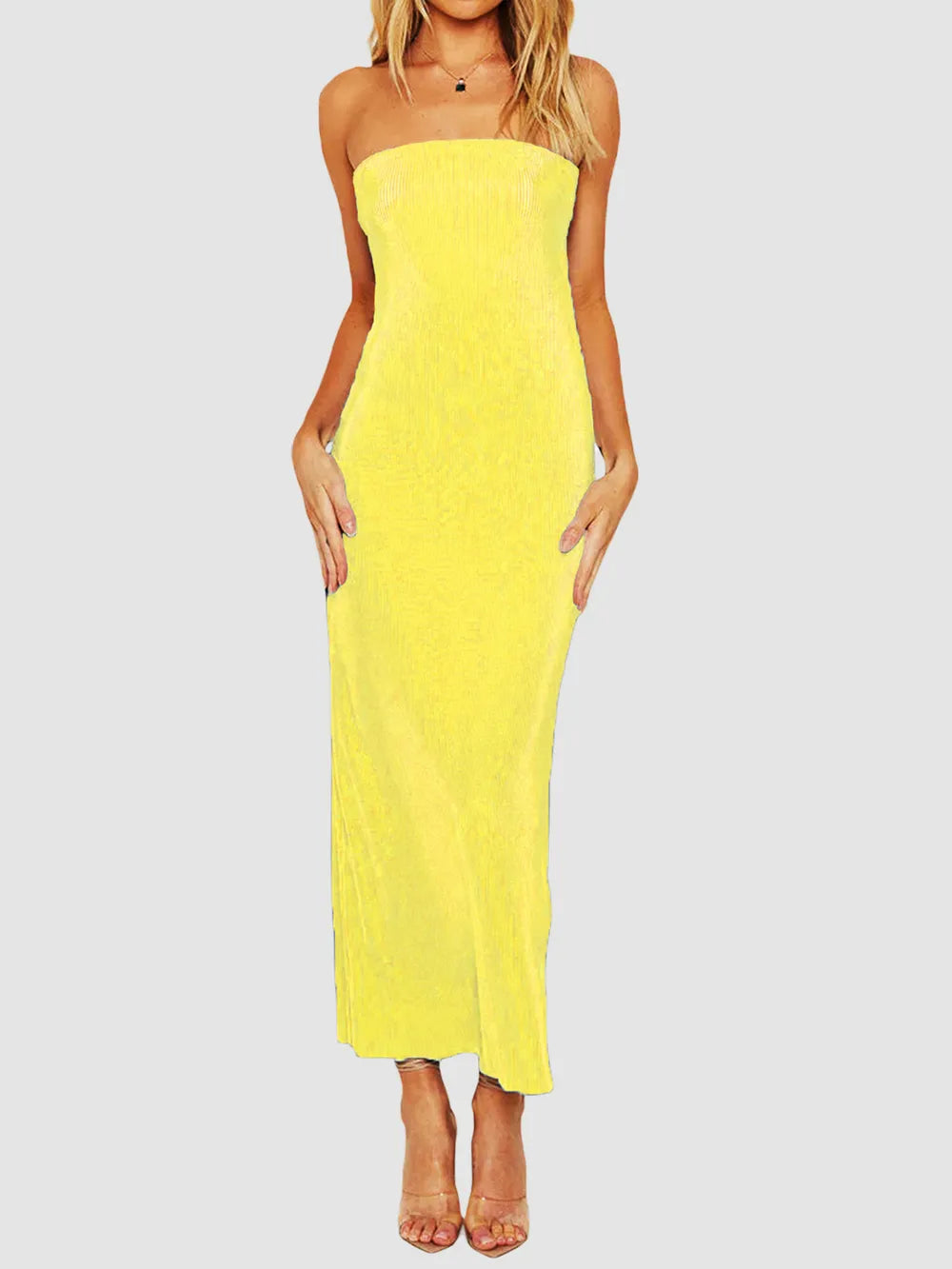 Lace-Up Back Tube Maxi Dress - Lilixa.store