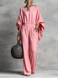 Full Size Boat Neck Batwing Sleeve Wide-Leg Jumpsuit Plus Size - Lilixa.store