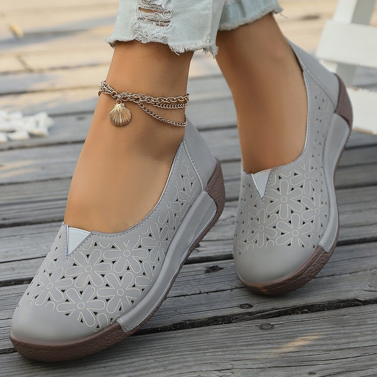 Hollow-Out Casual Loafers, view 6