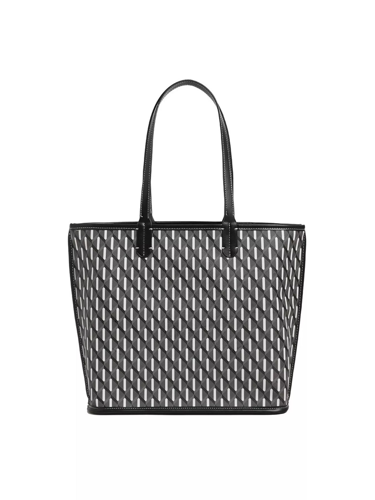 Geometric Pattern Tote Handbag in Black, view 4