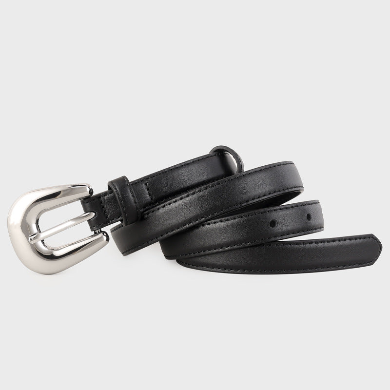 Leather Belt with Silver Buckle - Lilixa.store
