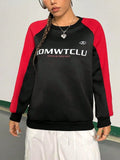 Letter Graphic Round Neck Long Sleeve Sweatshirt - Lilixa.store
