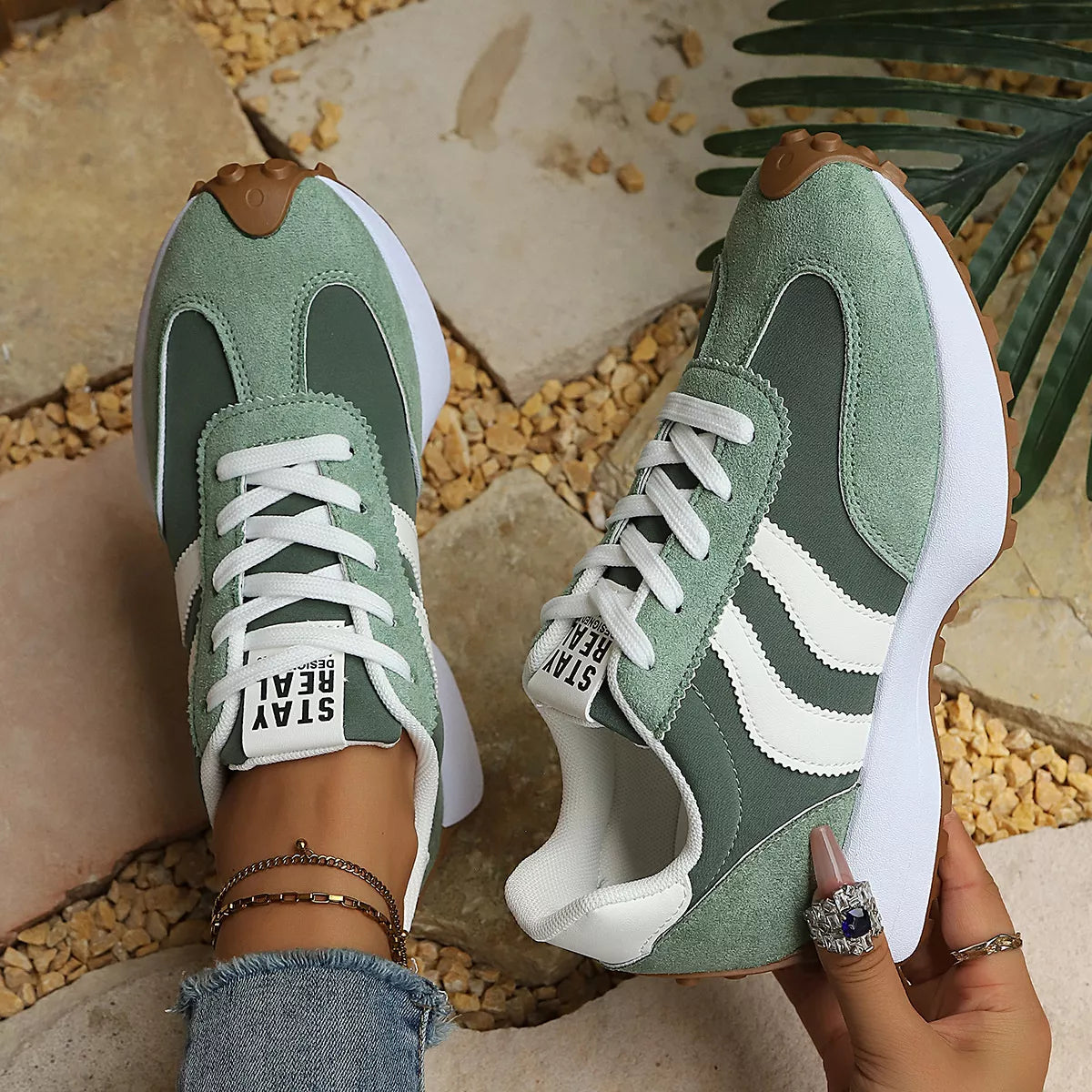 Round Toe Lace Up Sneakers