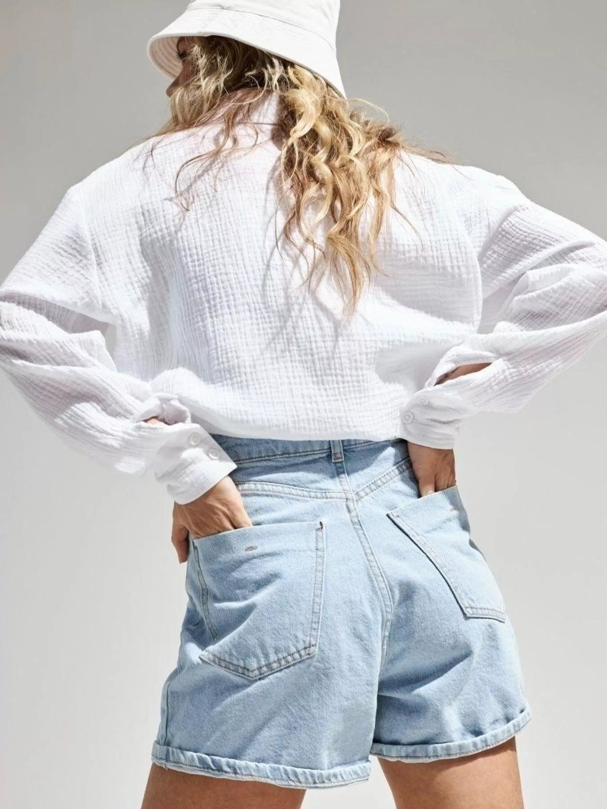 Textured Gauze Button-Down Shirt - Lilixa.store