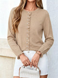 Ruffle-Trimmed Button-Down Knit Cardigan - Lilixa.store