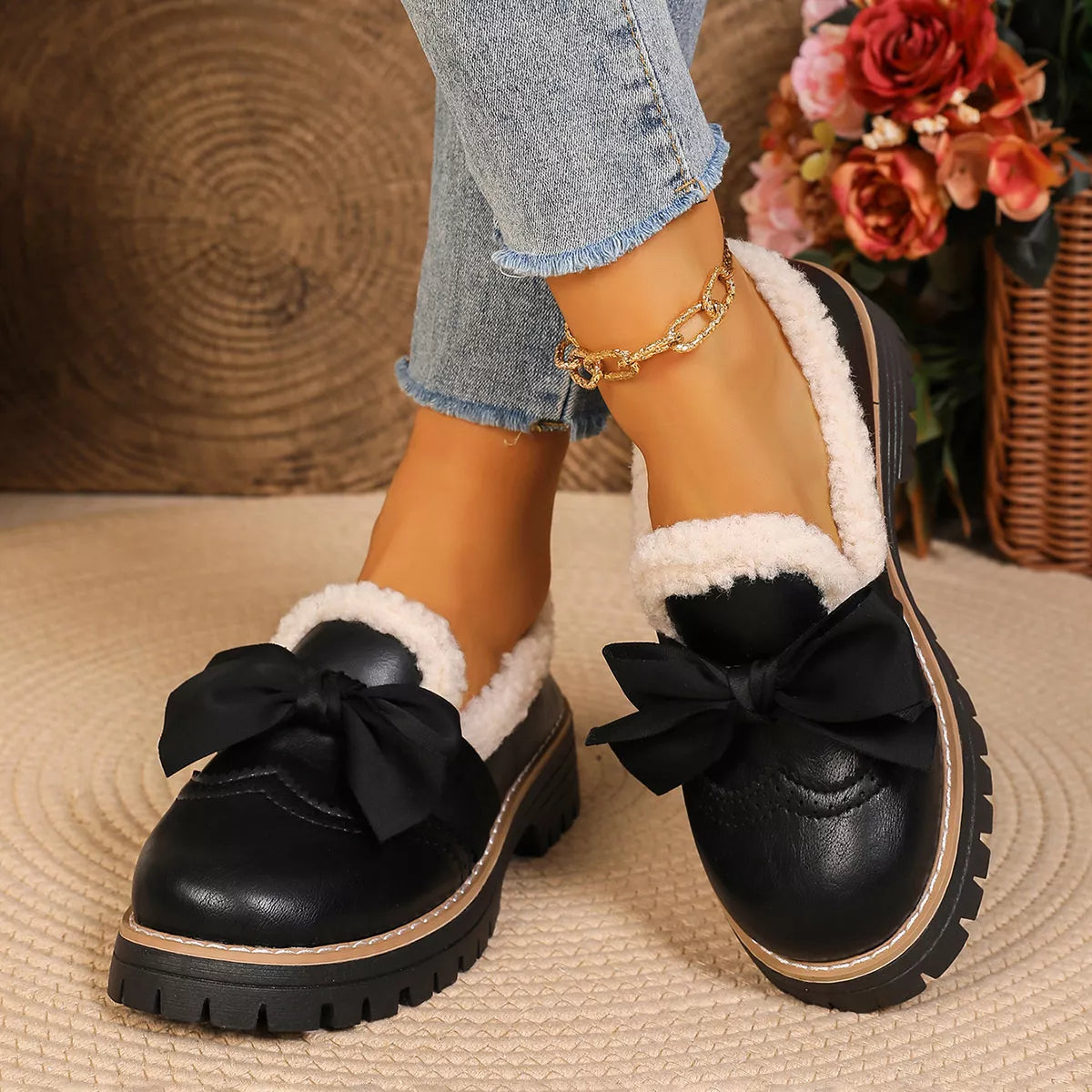 Bow Round Toe Loafers