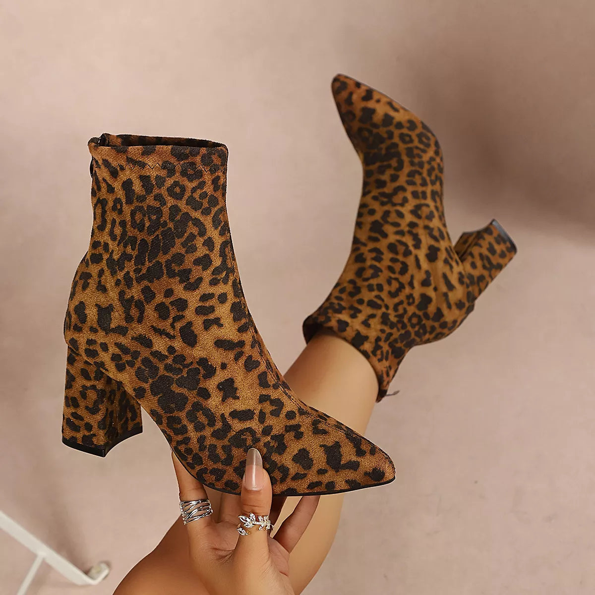 Point Toe Block Heel Ankle Boots - Lilixa.store