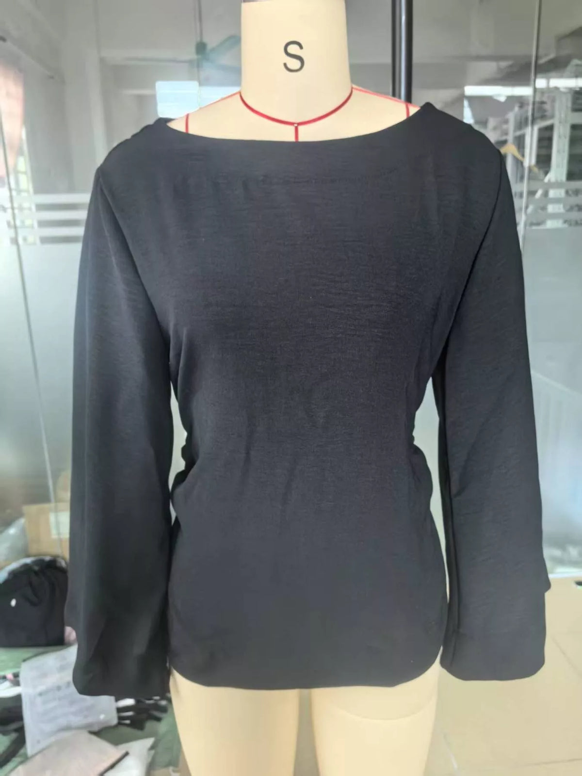 Boat Neck Long Sleeve Slim-Fit T-Shirt