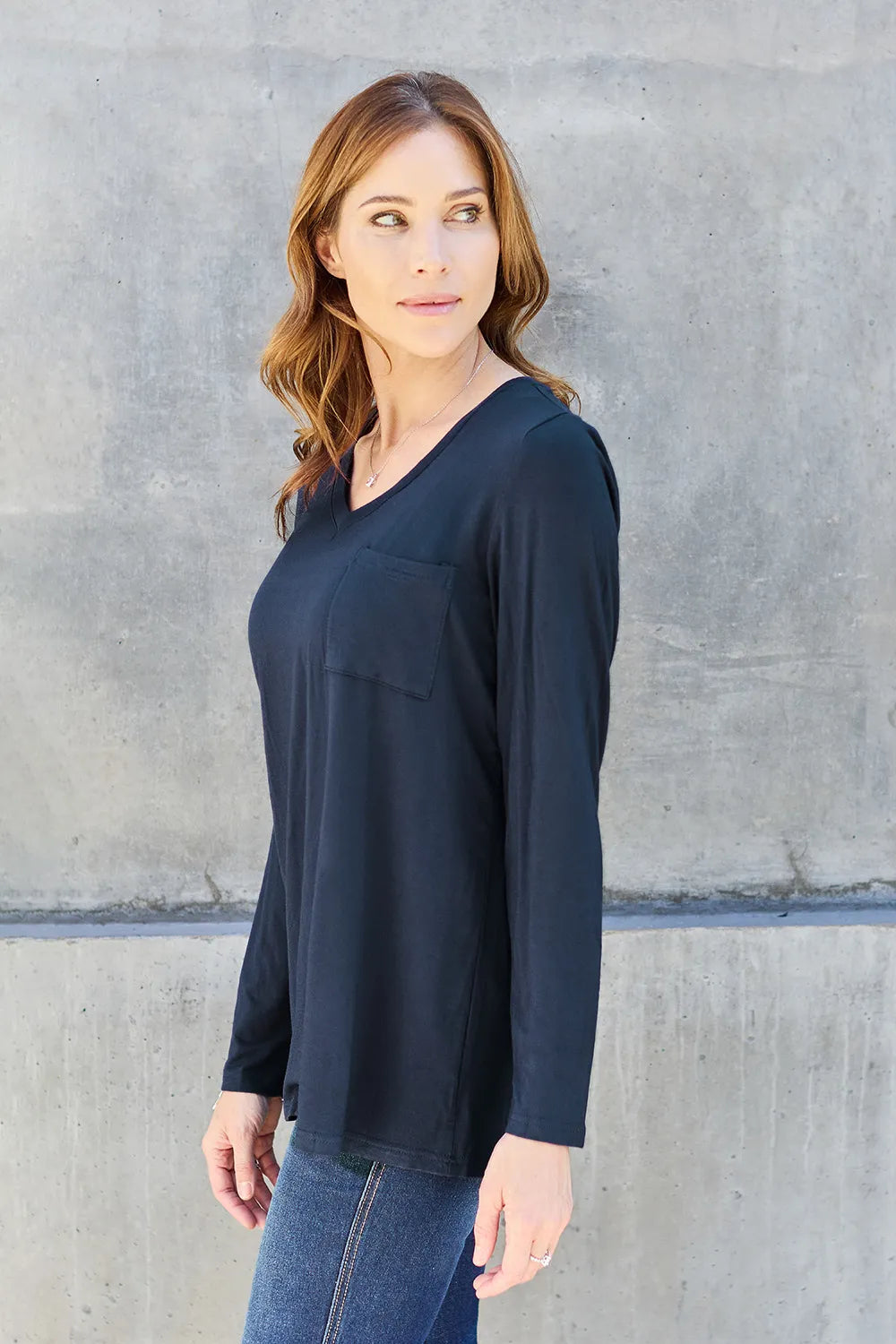 Basic Bae Full Size V-Neck Long Sleeve Top - Lilixa.store
