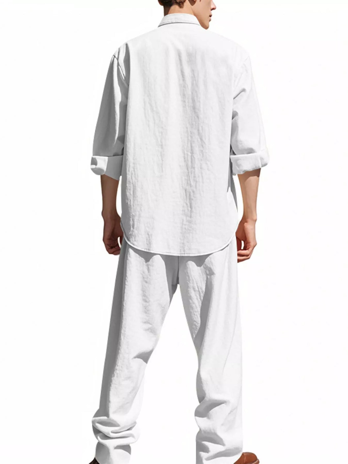 Men's Full Size Casual Button Up Shirt and Pants Plus Size - Lilixa.store