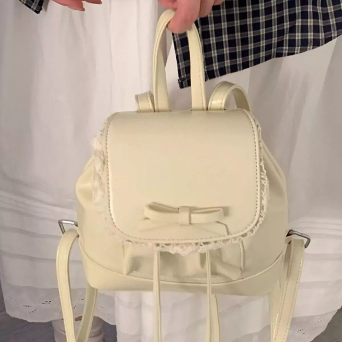 Lace Trim Bowknot Backpack Bag - Lilixa.store