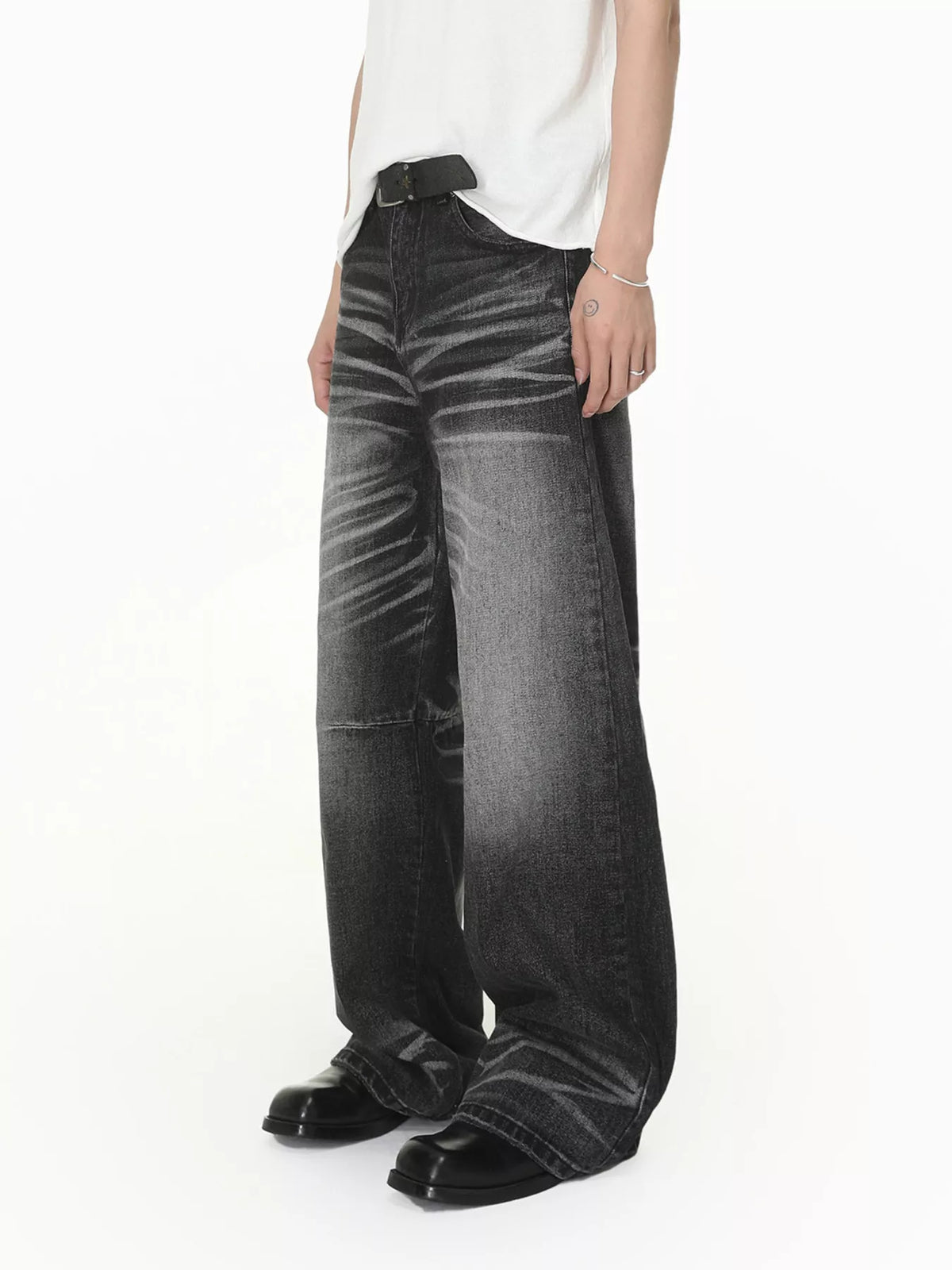 Men's Wide Leg Washed Jeans - Lilixa.store