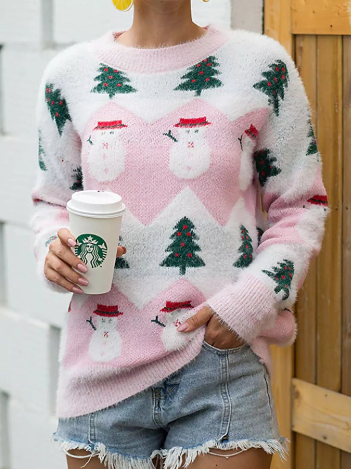 Christmas Snowman Dropped Shoulder Sweater