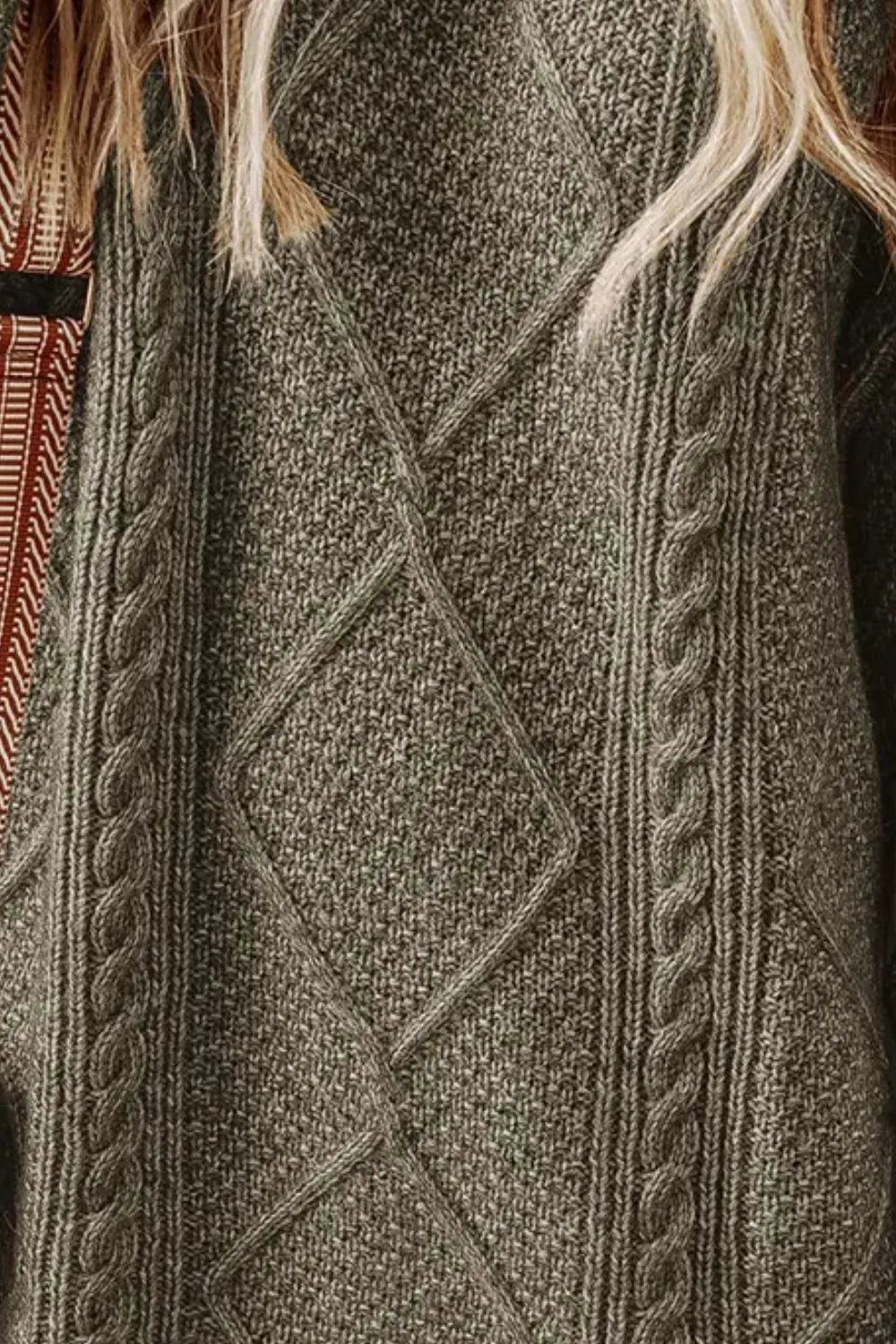 Cable-Knit Round Neck Sweater Dress, view 2
