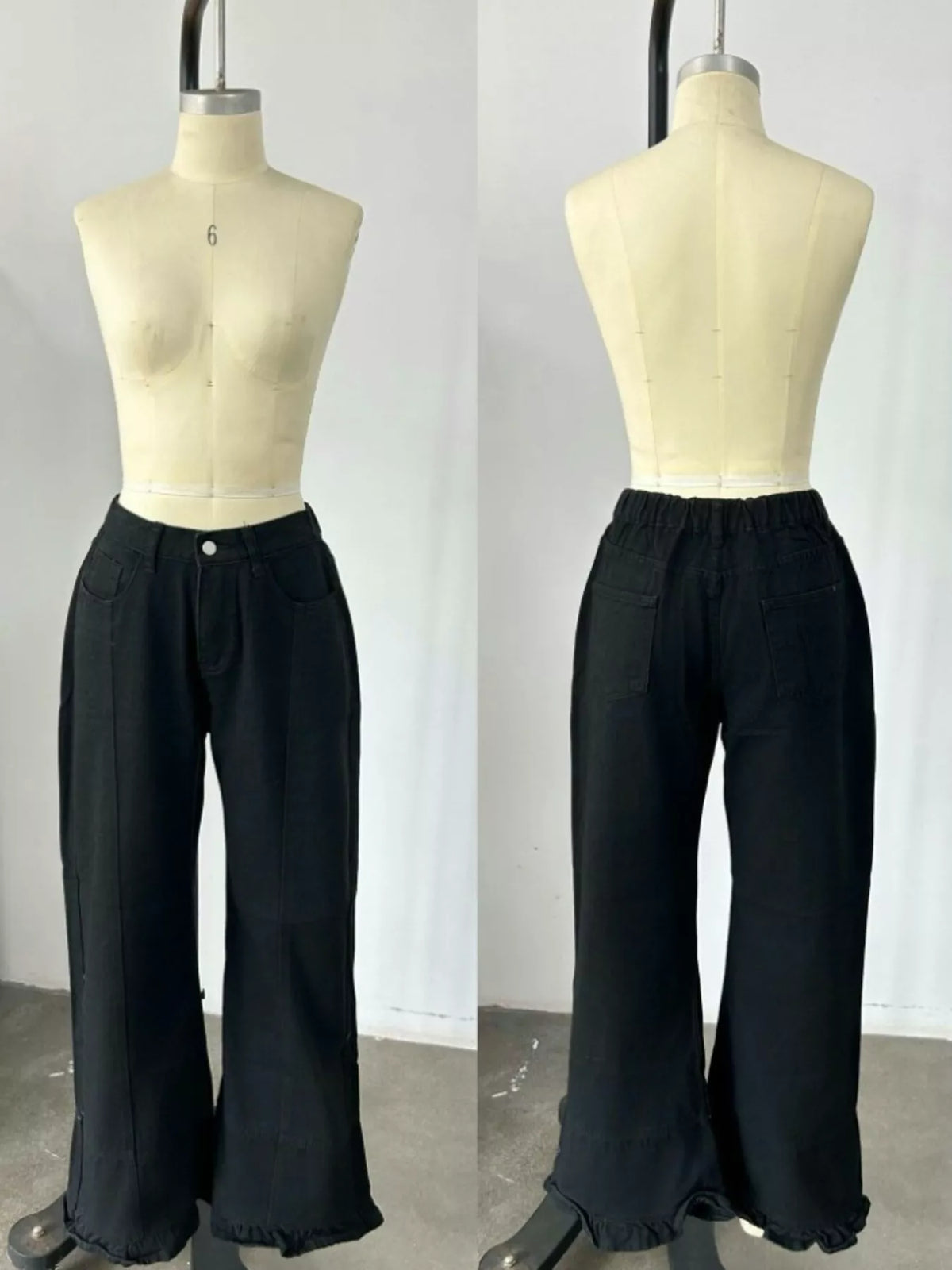 Full Size High-Waisted Wide-Leg Ruffle Hem Jeans Plus Size, view 5