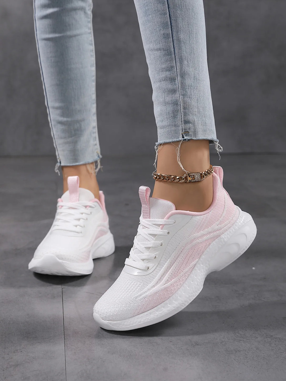 Gradient Lace Up Mesh Breathable Athletic - Lilixa.store