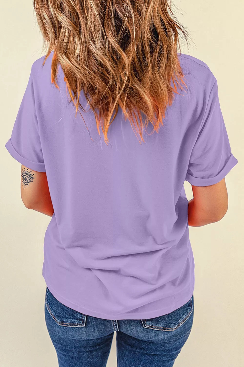 Full Size Spooky Sequin Letter Patched Cotton Blend T Shirt Plus Size - Lilixa.store