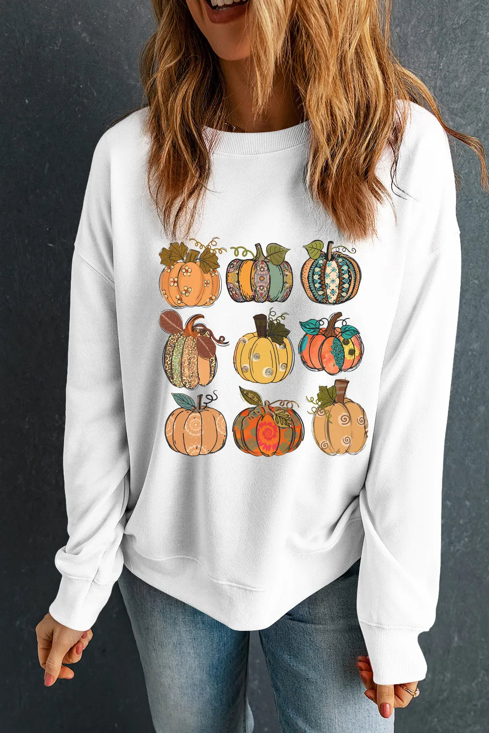 Pumpkin Graphic Long Sleeve Sweatshirt - Lilixa.store