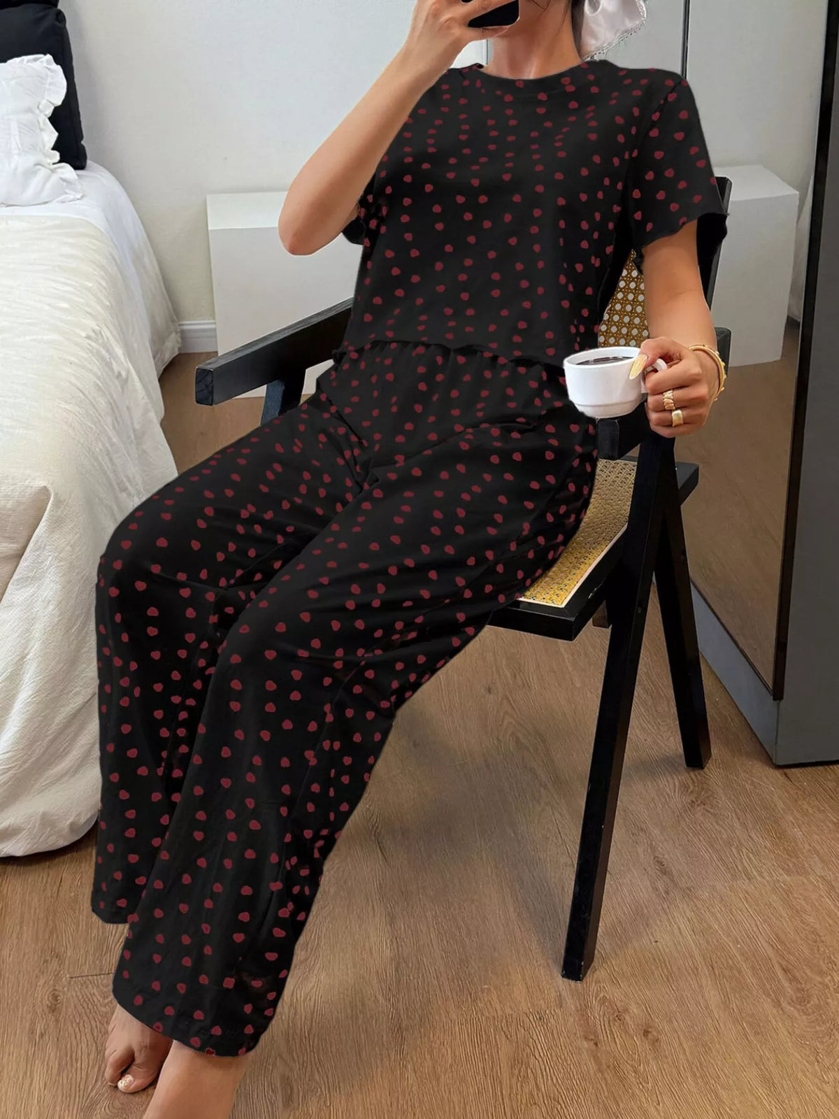 Polka Dot Short Sleeve Top and Shorts Set - Lilixa.store
