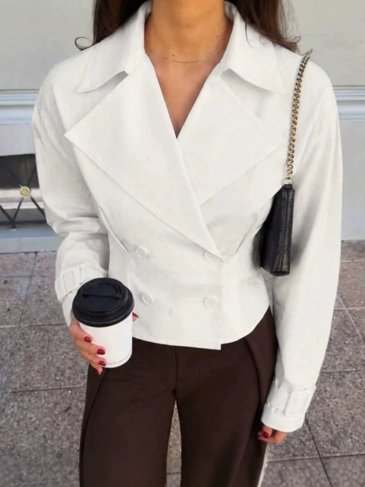 Cropped Double-Breasted Blazer - Lilixa.store