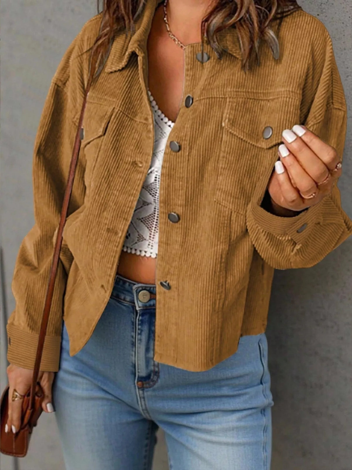 Corduroy Button-Down Shacket - Lilixa.store
