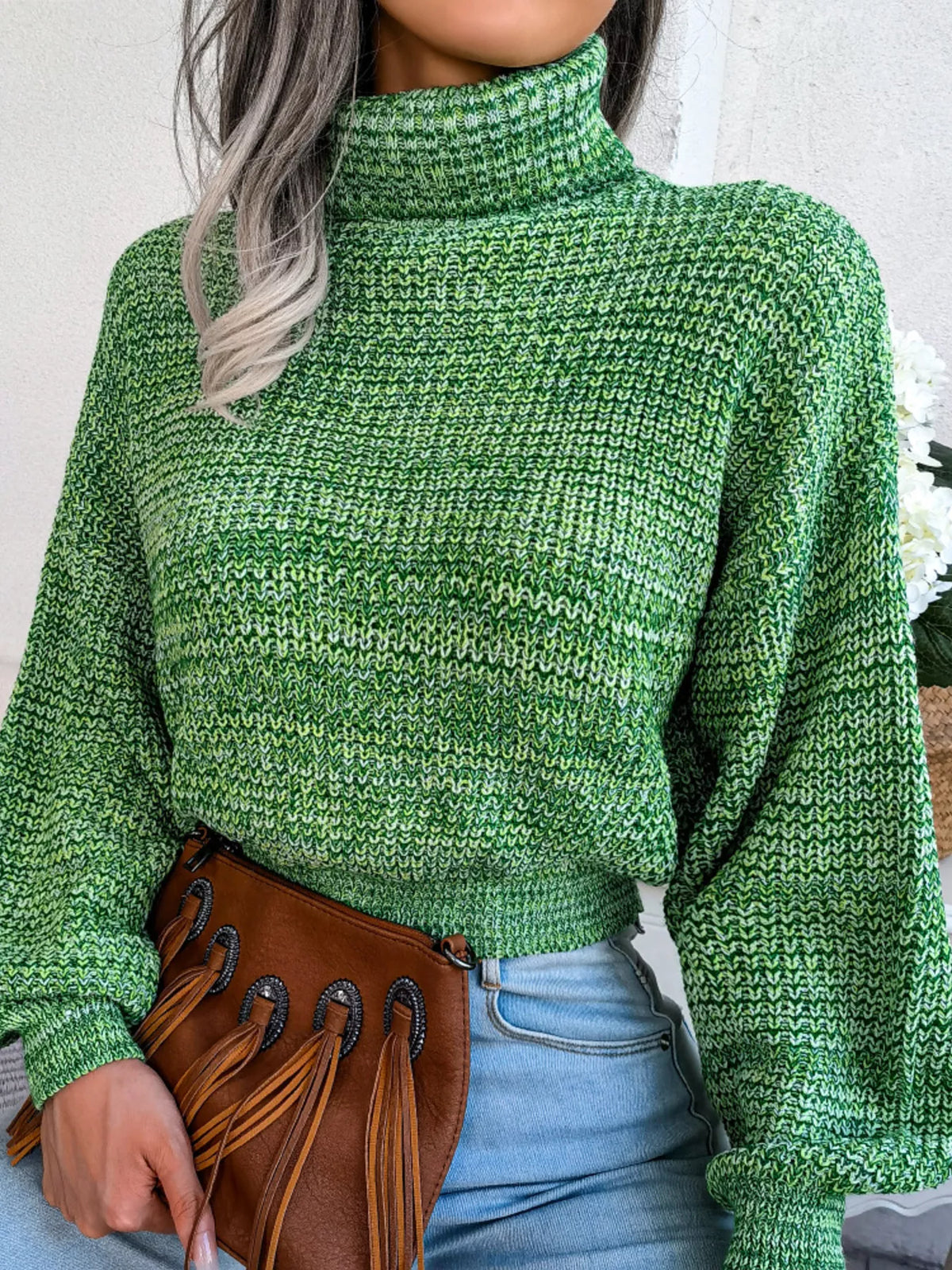 Turtleneck Dropped Shoulder Sweater