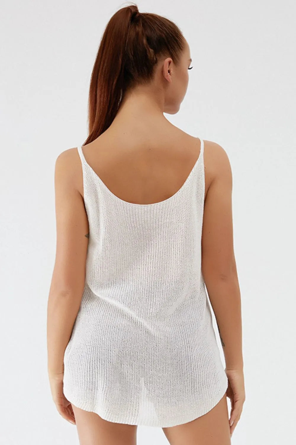 Scoop Neck Spaghetti Strap Knit Cami, view 6