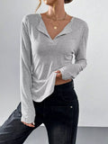 Casual Long Sleeve T-Shirt in Gray