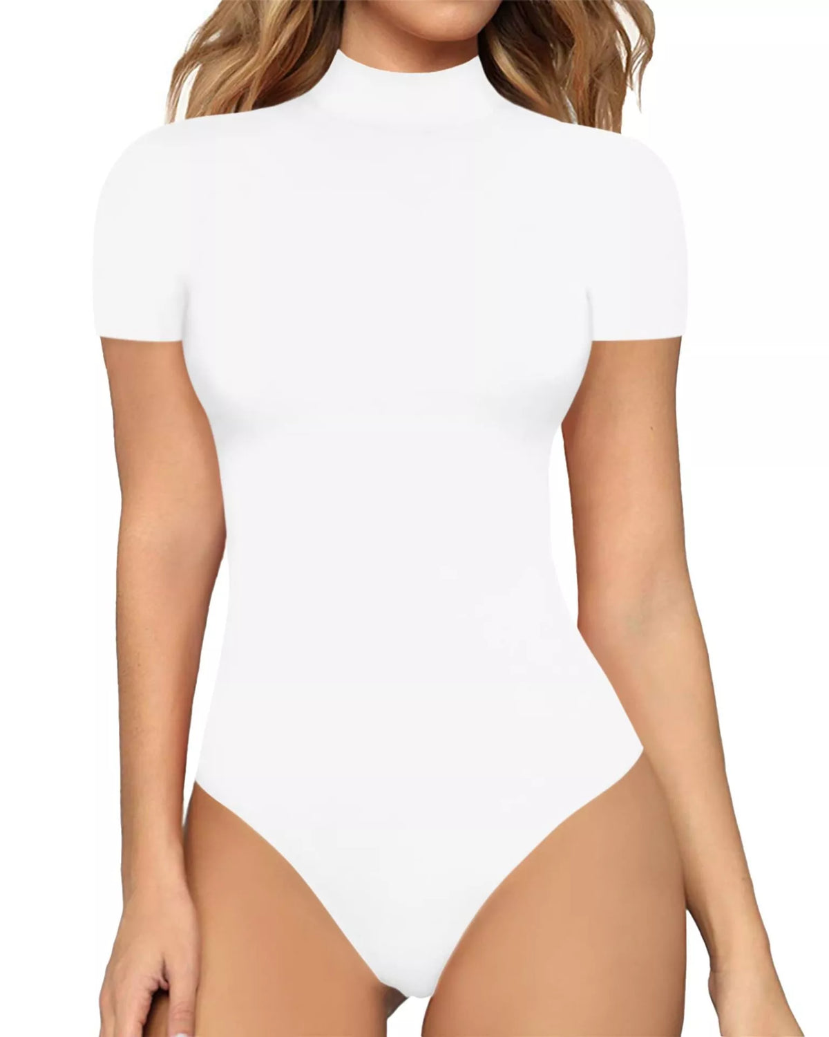 Mock Neck Short Sleeve Bodysuit - Lilixa.store