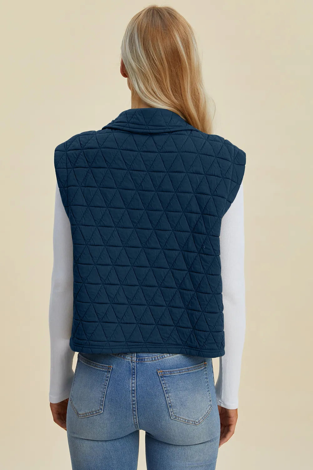 Double Take Full Size Pocketed Texture Snap Down Vest Coat, view 7
