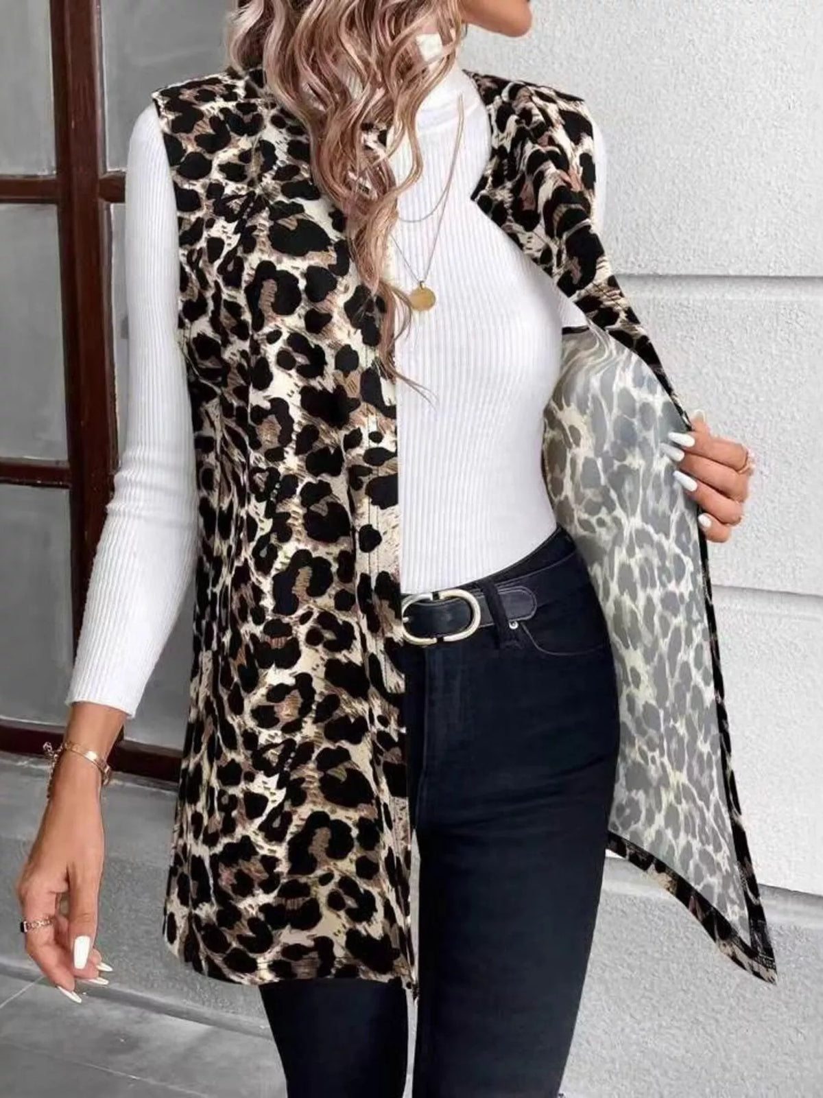 Sleeveless Leopard Print Vest Coat - Lilixa.store