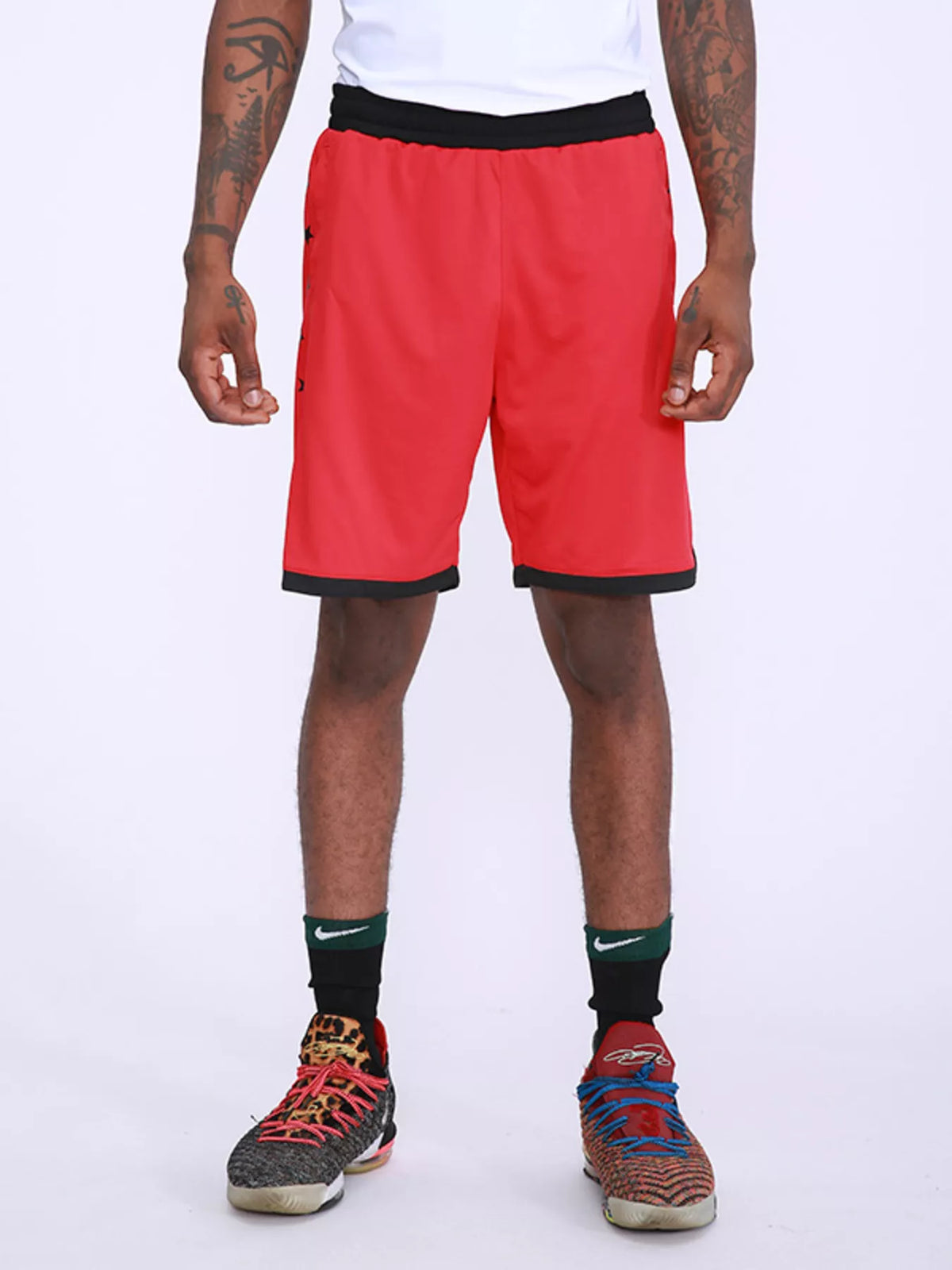 Men's Star Print Breathable Active Shorts in Red