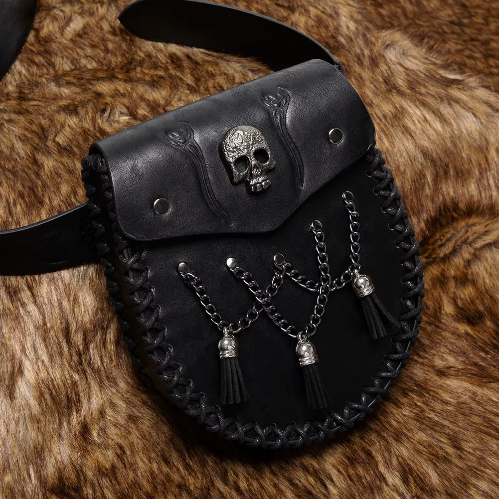 Medieval Faux Leather Belt Coin Pouch in Black, view 2