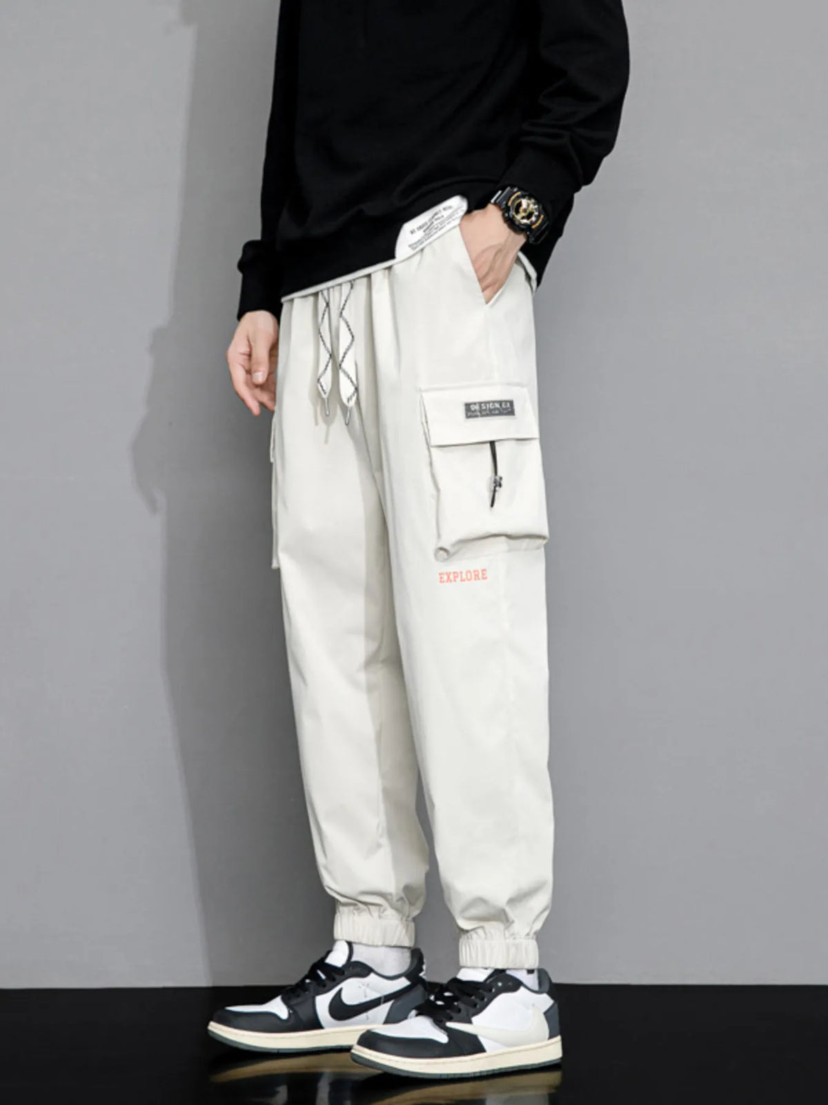 Men's Plus Size Loose Fit Joggers in Apricot