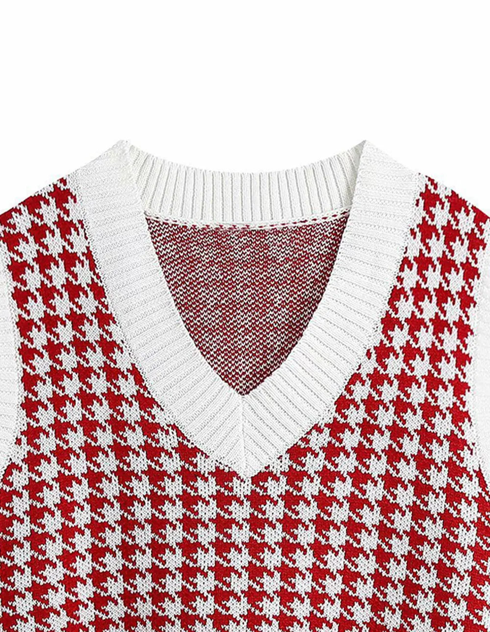 Houndstooth V-Neck Sweater Vest, view 10