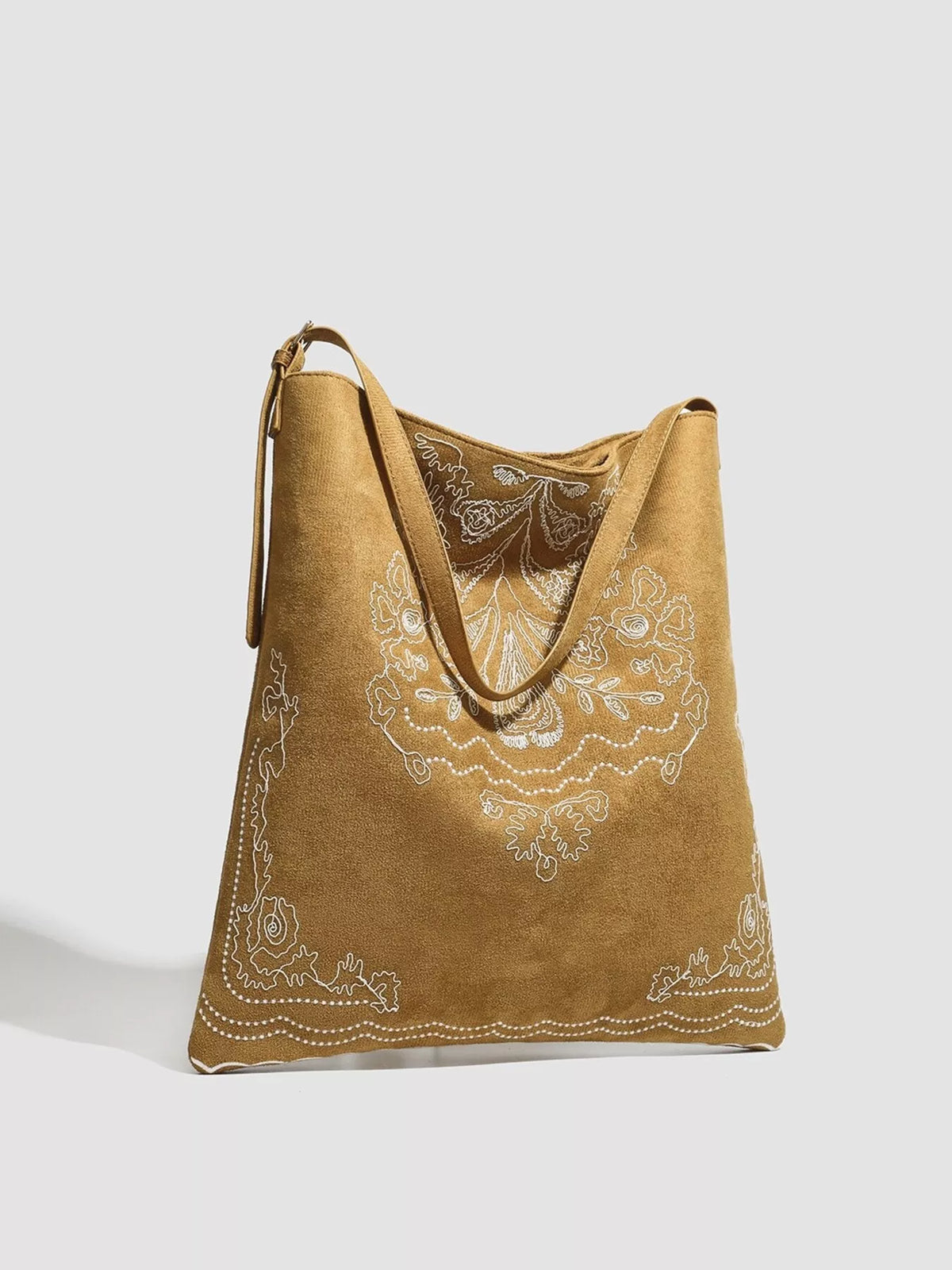 Embroidered Suede Handbag