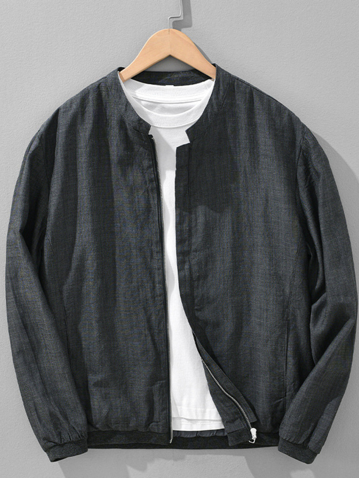 Men's Plus Size Zip Up Long Sleeve Jacket