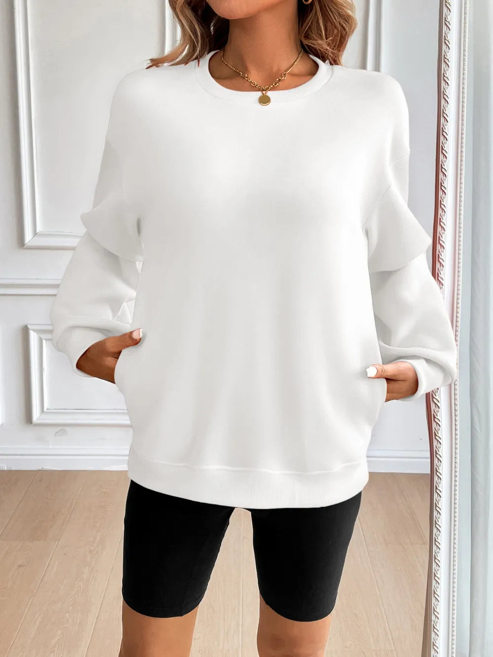 Ivy Lane Round Neck Long Sleeve Sweatshirt - Lilixa.store