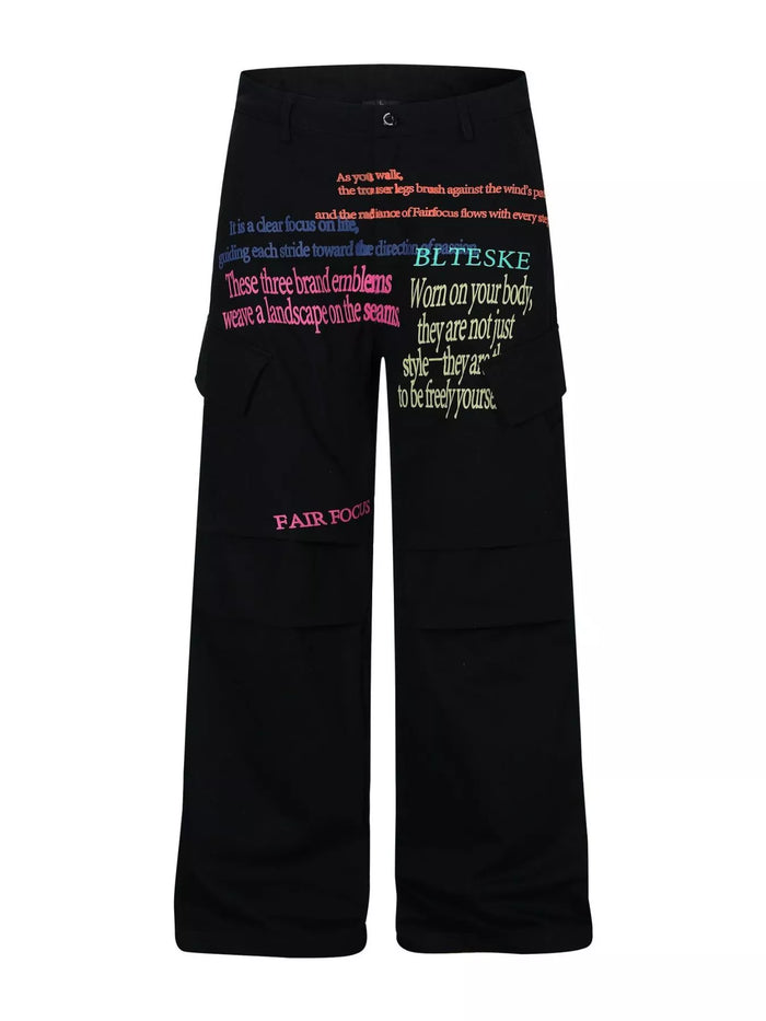 Men's Printed Cargo Pants in Black